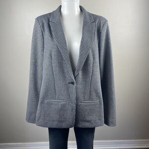 NWOT NYDJ Blazer Houndstooth Print Preppy Cozy Ponte Knit Women's Large